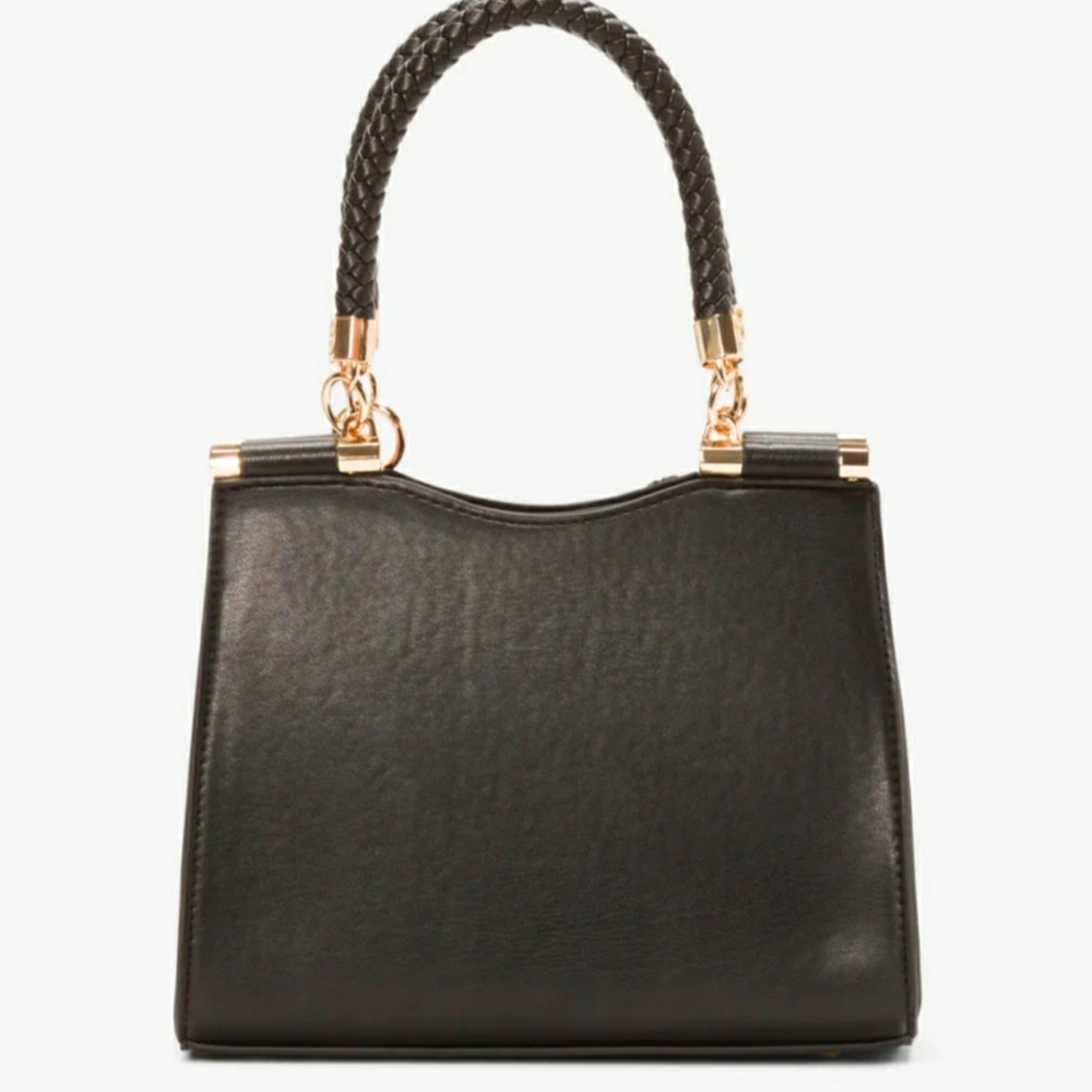 NWoT BEBE Black Satchel Crossbody Convertible Gold Black Satchel Adjustable - Picture 2 of 15